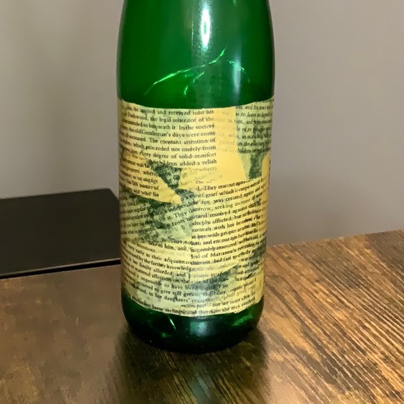 Jane Austen Themed Decorative Green Wine Bottle Lamp with Twine Wrap - Picture 3 of 5